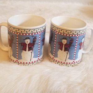 Sakura Snowman Stoneware Mugs Giant New